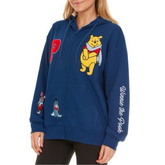 Disney Winnie the Pooh Licensed Ladies Character Holiday Full Zip Up Hoodie - Picture 5 of 8